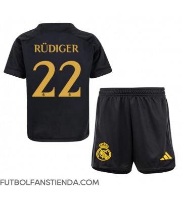 Real Madrid Antonio Rudiger #22 Tercera Equipación Niños 2023-24 Manga Corta (+ Pantalones cortos)
